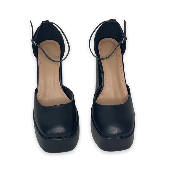 Black Platform Block High Heels - Picture 5 of 14